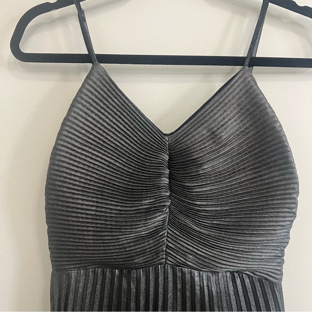 Express Metallic Black Pleated Mini Dress - Picture 4 of 10